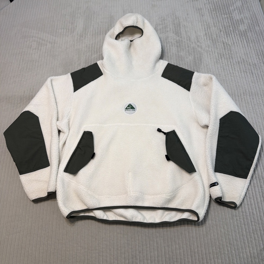 RARE Nike ACG Ninja Fleece Balaclava Hoodie White Vintage USA Sherpa Jacket